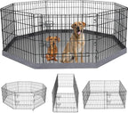 PETIME Foldable Metal Dog Exercise Pen/Pet Puppy Playpen Kennels Yard Fence Indoor/Outdoor 8 Panel 24" W x 24" H with Bottom Pad (with Bottom pad, 8 Panels 24" H)