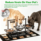 SHAINFUN Elevated Dog Bowls Stand for Large/Extra Large Dogs with Mat, 6 Height Adjustable Raised Dog Bowl, Three 101oz Food Water Bowls