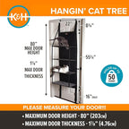 K&H Door Cat Tree, Over the Door Cat Furniture - Gray, Fits Doors <80in H