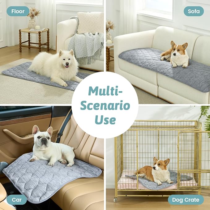 COZY KISS Cooling Couch Arm Cover for Dog Washable, Cool Sofa Cushion Mat | Q-Max >0.4 Cool Tech, Non-Slip Pet Pad for Car Seat Protector, Liquid Pee Proof Mat for Dog, Cats, 27.5x27.5 Inch, Dark Grey