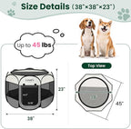 Love's cabin Pet Puppy Dog Playpen, Large Dog Tent Crates Cage Indoor/Outdoor, Portable Playpen for Cat, Foldable Pop Up Dog Kennel Playpen with Carring Case, Removable Zipper Top, Grey