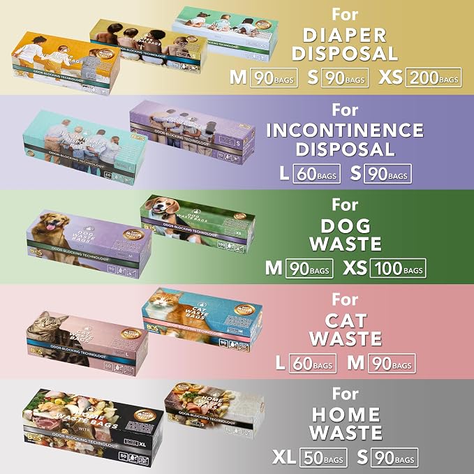 BOS Odor-Sealing Dog Poop Bags for Pet Waste - Disposal Doggy Bags - Scent & Smell Free (Pack of 1)