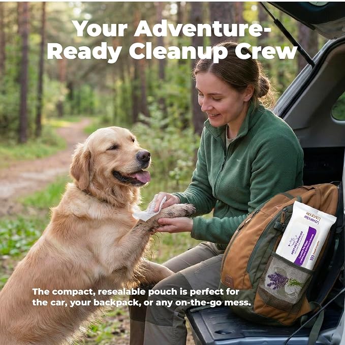 Best Pet Supplies Cleaning Dog Wipes - Calming Lavender, 400 Count | Lavender Scented, Large 8x9" Pet Wipes, Vitamin E, Puppy & Cat Safe, Gentle Grooming, Resealable Pouch Prevents Drying