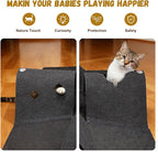 Cat Tunnel Play Mat for Indoor Cats, Felt Interactive Pet Toy with Hidden Ball, Enrichment Activity Rug, Collapsible Cave for Kittens & Small Pets (Dark Gray)