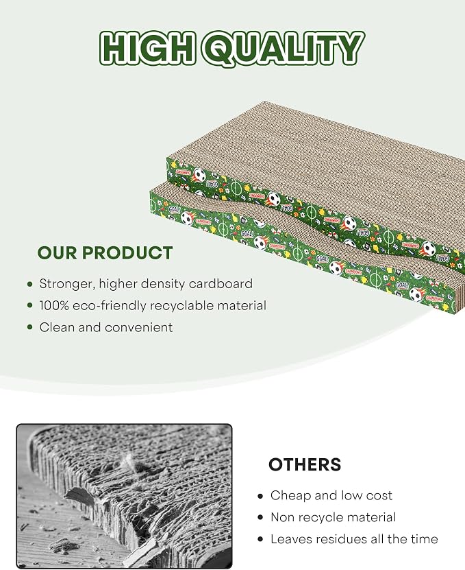 2 Pack Cat Scratching Board World Cup Design, Corrugate Cat Scratcher for Indoor Cats with Catnip, Cat Scratch Pad with Premium Scratch Textures Design, Double-Sided Usability