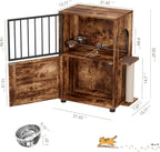 Cat Feeding Station, Dog Proof Cat Feeding Station with Scratching Post, Elevated Food Bowls with Stand, Cats Tree with Food Storage for Small Spaces, Pet House Furniture (Vintage)