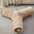 Cat Tunnel,3-Way Cat Tunnels for Indoor Cats, Cats Toys Collapsible Tube with a Fun Ball and Holes,Cat Play Tunnels,for Rabbits, Ferrets, Puppies,Diameter 12 Inch