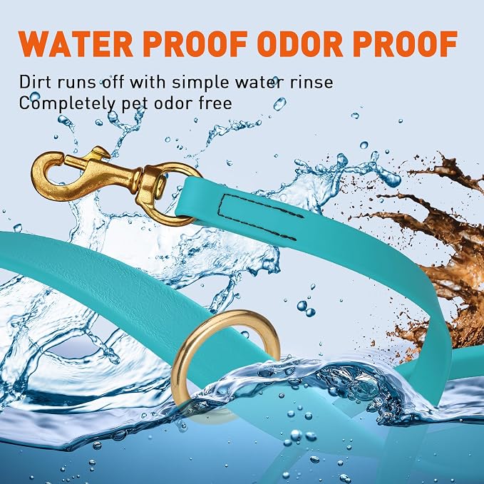 Viper Biothane K9 Working Dog Leash Waterproof Lead for Tracking Training Schutzhund Odor-Proof Long Line with Solid Brass Snap for Puppy Medium and Large Dogs 4ft, Sky Blue