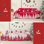 Christmas Couch Cover for Sectional Sofa, Chenille Loveseat Red Sofa Covers Washable for Pet Friendly Cedar Decorative Couch Covers, 71" x 102"