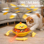 hooroor Cat Toy w/Interactive Laser, Spinning Feather & Butterfly Wand | Motion-activated Chirping, Treat Dispenser, 360° Wobbling Base,Auto-off, Non-toxic ABS Toys for Bored Indoor Cats & Kitten
