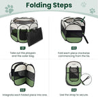 Love's cabin Pet Puppy Dog Playpen, Small Dog Tent Crates Cage Indoor/Outdoor, Portable Playpen for Cat, Foldable Pop Up Dog Kennel Playpen with Carring Case, Removable Zipper Top, Olive Green