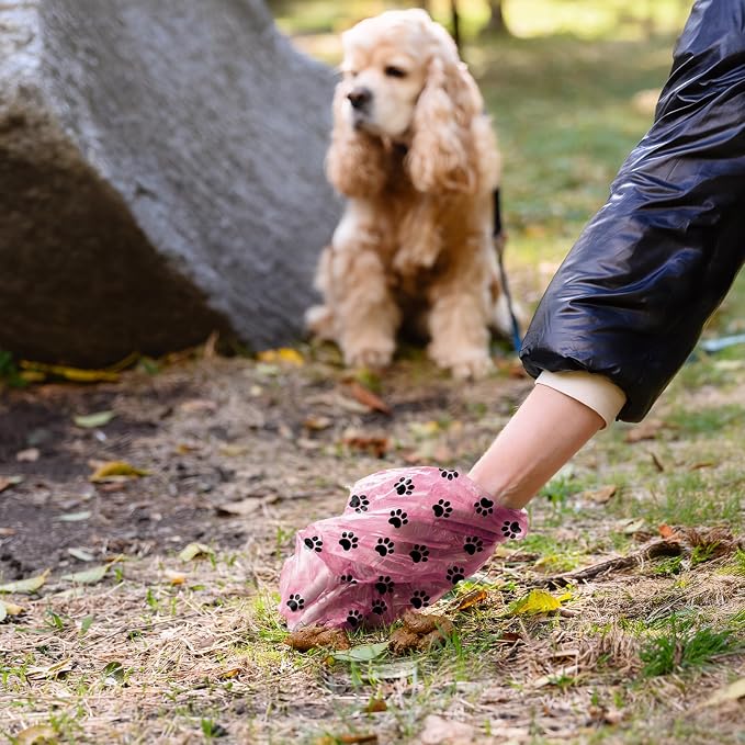 Dyforce 600 Count Dog Poop Bags Rolls with Dispenser Pink | Scented Leak Proof Pet Waste Poop Bags for Dogs 13x9", Extra Thick and Large Doggy Cat Litter Bags for Poops with Holder
