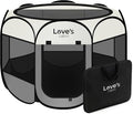Love's cabin Pet Puppy Dog Playpen, Small Dog Tent Crates Cage Indoor/Outdoor, Portable Playpen for Cat, Foldable Pop Up Dog Kennel Playpen with Carring Case, Removable Zipper Top, Grey