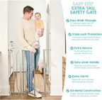 Regalo Safety 36" Extra Tall Baby Gate, Bottom of Stairs & Doorways | Fits Openings 29"-36.5" Wide, Pressure Mounted with Door, For Babies, Toddlers & Pets, Platinum