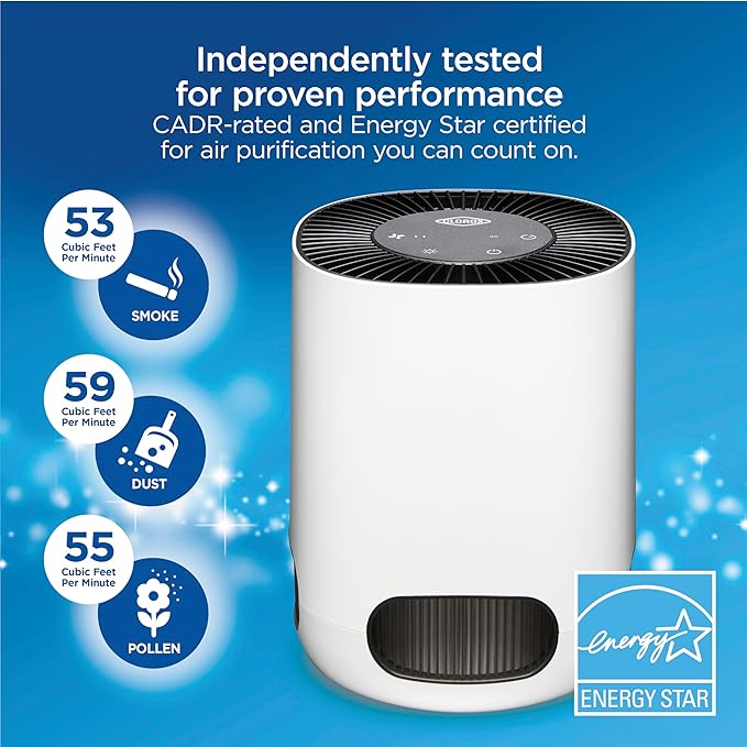 Clorox Small Room Air Purifiers for Bedroom Home, True HEPA Filter