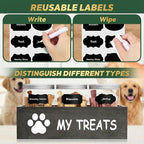 qeerable Dog Treat Container Airtight Storage Jars Set of 3 - Clear Plastic Pet Treat Canister with Lids - Dog Food Container for Countertop Organization (grey)