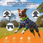 LovinPet Dog PJS Onesies for Giant Dogs - Blue Triangle Print, Post Surgery Shirt, UV Protection, Pet Anxiety Relief, Wound Care Onesie for Large Dog,XL