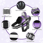 Service Dog Vest Harness and Leash Set, Animire in Training Dog Harness with 10 Dog Patches, Reflective Dog Leash with Soft Padded Handle for Small, Medium, Large, and Extra-Large Dogs (Purple, XL)