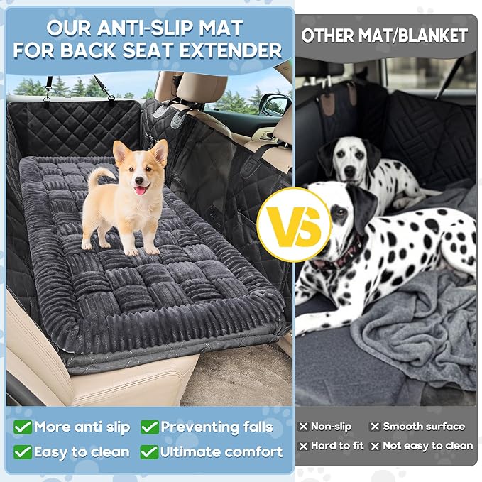 Dog Car Bed Mat Non-Slip Backseat Extender Dog Bed 56x28.7 Gray | Travel Bed for Dogs，Chew-Resistant, Easy Clean & Scratch-Proof, Comfort Design, Fits Trucks/Sedans/SUVs