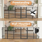 SNUOWU Full Metal Freestanding Dog Gate with Door, 36''Height Foldable Pet Dog Fence for Indoor & Outdoor, 6 Panels Extra Wide Free Standing TallDog Gates for Doorways,House,Stairs,Porch,Deck,Yard