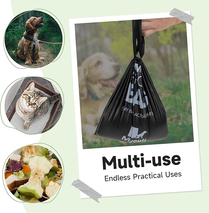 300 Counts Extra Thick Dog Poop Bags With Handles | Perfect Size for Any Dog,Hides Mess, Bio Cornstarch Blend, Leak-proof,Ocean Scented,Cat Litter Disposal Bags