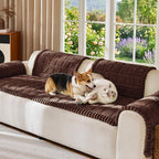 FUANGUI Waterproof Couch Cover Sofa Cover for Dogs and Pets Sofa Protector | Non-Slip Washable Fuzzy Soft Cat Bed Sofa Slipcover for 2-3 Cushion Couch Sofa Pet Friendly, Camel, 27.6" x 59.1", 1 pcs