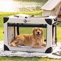 Portable Collapsible Soft Dog Crate for Extra Large Dogs,42in Grey | Oxford Cloth Travel Camping dog kennel with 4 Mesh Windows & 2 Storage Pockets,for Indoor & Outdoor Use