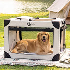 Portable Collapsible Soft Dog Crate for Extra Large Dogs,42in Grey | Oxford Cloth Travel Camping dog kennel with 4 Mesh Windows & 2 Storage Pockets,for Indoor & Outdoor Use