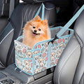 Console Dog Car Seat - Portable Dogs Armrest Booster Seat for Small Dog, Foldable Pet Car Seat with Safety Belt, Blue Puppy