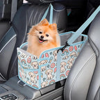 Console Dog Car Seat - Portable Dogs Armrest Booster Seat for Small Dog, Foldable Pet Car Seat with Safety Belt, Blue Puppy