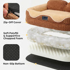 Veehoo Square Small Dog Bed, Orthopedic Dog Bed Washable Couch Sofa, 24" | Washable Dog Bed for Indoor, Egg-Crate Memory Foam Dog Bed with Sides, Removable Cover, High Back Non-Slip Bottom