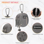 Dog Poop Bag Holder for Leashes- Dog Treat Pouch with Waterproof Zipper,Puppy Training Small Bag with Carabiner & Bungee Toggle,Two Pockets for Dry or Wet Treats-Pet Travel Walking Essentials (Grey)