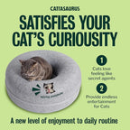 Peekaboo Cat Cave Donut for Multiple & Large Cats up to 30-45 lbs, 3-in-1 Self Warming Cat Bed, Tunnel & Scratcher for Indoor Cats, Washable & Detachable Small Dog Bed (Light Gray, Large)