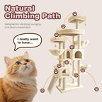 SHA CERLIN 82 inch Cat Tree Tower, Multi-Level Cat Condo with Plush Perches, Sisal Scratching Posts, Hammock and Toys, Stable Cat Tower for Kittens and Adult Cats, Beige