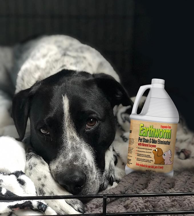 Earthworm Pet Stain Remover & Odor Eliminator- Removes Urine Smell with Natural Enzyme Formula, Fragrance Free Spray - 64 oz