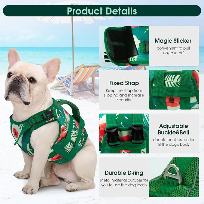 Kuoser Dog Life Jacket, High Flotation Reflective Dog Life Vest, Printed, M | Adjustable Dog Lifejackets for Small Medium Large Dogs, Lifevest with Rescue Handle for Swimming, Boating, Lake, Beach & Pool