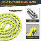 S-ETOVUS-Chain Dog Leash, Bite-Proof Metal Leash, with Padded Handle | Three Sizes 7.25FT/5.2FT/4FT, Woven From Nylon Rope And Chain, Durable And Bite-Resistant, Comfortable With Padded Handles