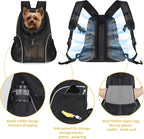 WOYYHO Pet Dog Carrier Backpack, Ventilated Mesh Small Dog Front Backpack | Breathable Puppy Back Pack, with Safety Belt, Storage Pockets, for Travel Hiking Cycling Outdoor Adventures, Black, L