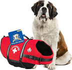 Dog Life Jacket — Premium Swim Vest with SafeChin Anti-Choke Collar | PAWS Aboard Red | RapidLift Rescue Handle, D-Ring, Reflective Trim | Boating, Kayaking, Pool | X-Large (80–110 lbs)