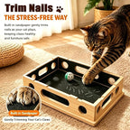 Cat Scratch Puzzle Enrichment Box | Wood Construction Cat Nail File Enrichment Box with Sandpaper Inside,Cat Nail File Box with Three Interactive Play Ball Toys