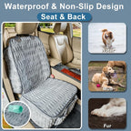 Front Seat Dog Car Seat Cover, Plush Waterproof Protector, Grey | Non-Slip Backing, Soft, Side Flaps, Full Coverage, Hair, Dirt & Scratch Defense, Machine Washable, Fits Cars, SUVs & Trucks