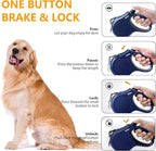 Fida Retractable Dog Leash with Dispenser and Poop Bags, 10 ft Pet Walking Leash for X-Small Dog or Cat up to 18 lbs, Anti-Slip Handle, Tangle-Free, Reflective Nylon Tape (XS, Navy Blue)