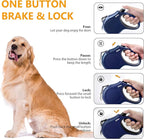 Fida Retractable Dog Leash with Dispenser and Poop Bags, 16 ft Pet Walking Leash for Medium Dog or Cat up to 44 lbs, Anti-Slip Handle, Tangle Free, Reflective Nylon Tape (M, Navy Blue)