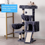 Hey-brother Cat Tree Tower with Large Bed, Hammocks, Scratcher, MPJ006SG | 35.4 Inches Cat House with Cozy Condo, Sisal Scratching Posts for Indoor Cats, Smoky Gray