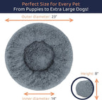 Donut Dog Bed - Premium Comfort for Anxiety Relief - Fluffy & Calming Design with Ultra-Plush Support | Cozy Round Dog Bed with Super Soft Circle Style (Dark Grey, Small)