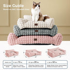 Cute Small & Medium Dog Couch Bed – Supportive & Fluffy Pet Sofa with Faux Rabbit Fur Washable Cover in 3D Diamond Pattern, 36" Pink