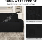 Easy-Going 100% Dual Waterproof Recliner Sofa Cover, 8-Pieces Stretch Relining Couch Cover with Pocket, Jacquard 3 Seat Sofa Slipcover Leakproof Washable (Sofa, Black)