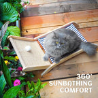 PETKARAY Cat Hammock with Coconut Palm Tree Scratching Post, Cozy Beach Chair Elevated Cat Beds, Original Lounger for Indoor Cats