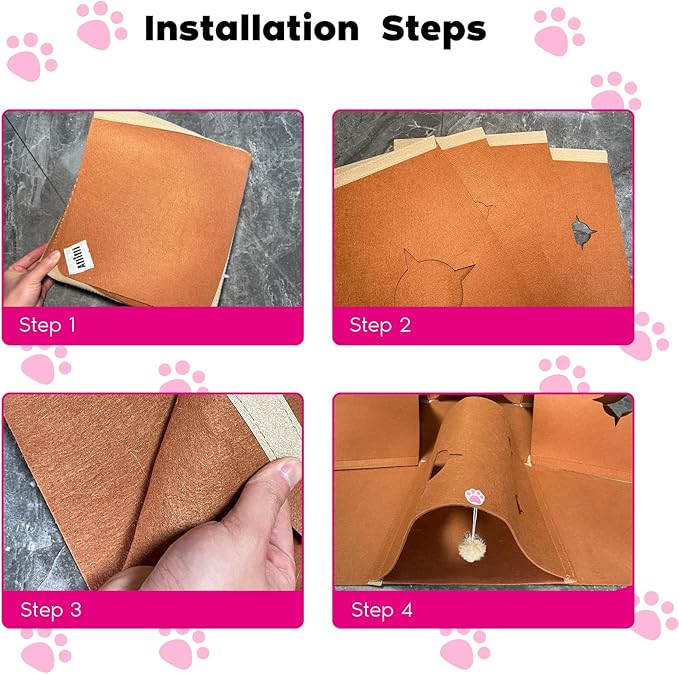 Interactive Cat Tunnel Mat for Indoor Cats, 4-Way Felt Cat Cave with Hanging Ball, Foldable Kitty Play Mat and Hideout, Pet Enrichment Toy for Kittens, Rabbits, Small Pets | 35.4" Multi-Entrance Cat Play Tunnel with Cozy Hideaway Space, Provides Enrich...