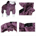 LOVELONGLONG Waterproof Dog Raincoat with Removable Hood – Outdoor Full Body Dog Jacket, Windproof Snowproof Shell Suit – All Season Pet Rain Gear Plum Purple 4XL